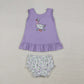 Baby Girls Kids Sleeveless Embroidery Goose Purple Tops Floral Bummie Shorts Set RTS