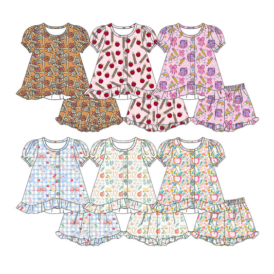 ( Moq 5 Each Style ) Sibling Baby Girls Kids Shirts Shorts Back to School Sets