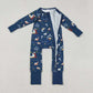 Sibling Boys Kids Long Sleeves Nativity Christmas Pajamas Footie Zipper Romper Set RTS