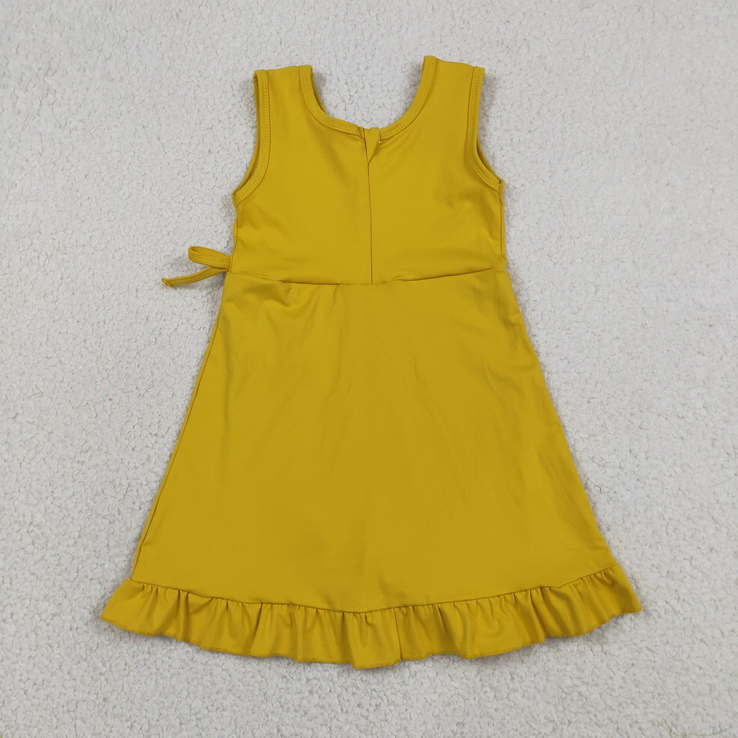 Baby Girls Sleeveless Ruffle Knee Length Yoga Yellow Dress with Shorts RTS