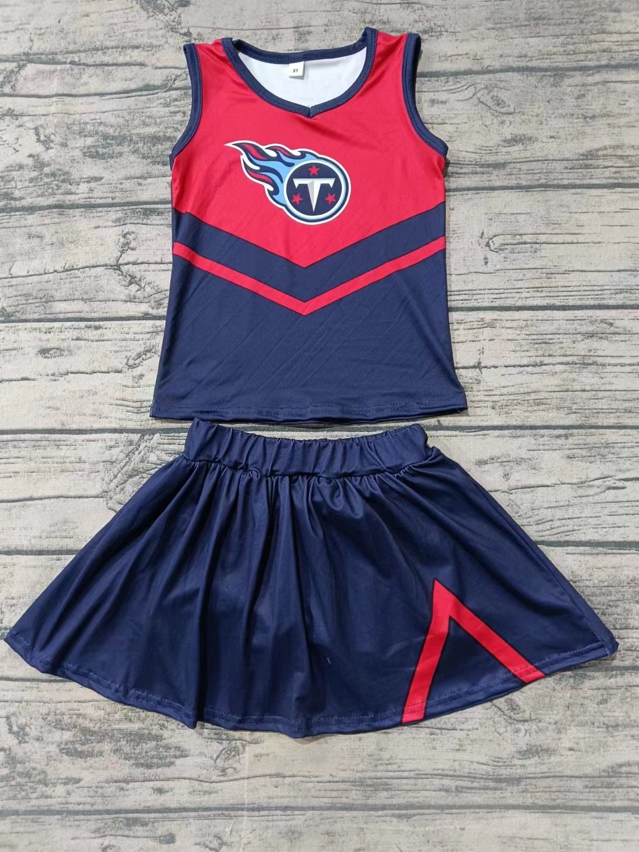 Baby Girl Toddler Sleeveless T Team Shirt Navy Blue Skirt Shorts Outfit Moq 5