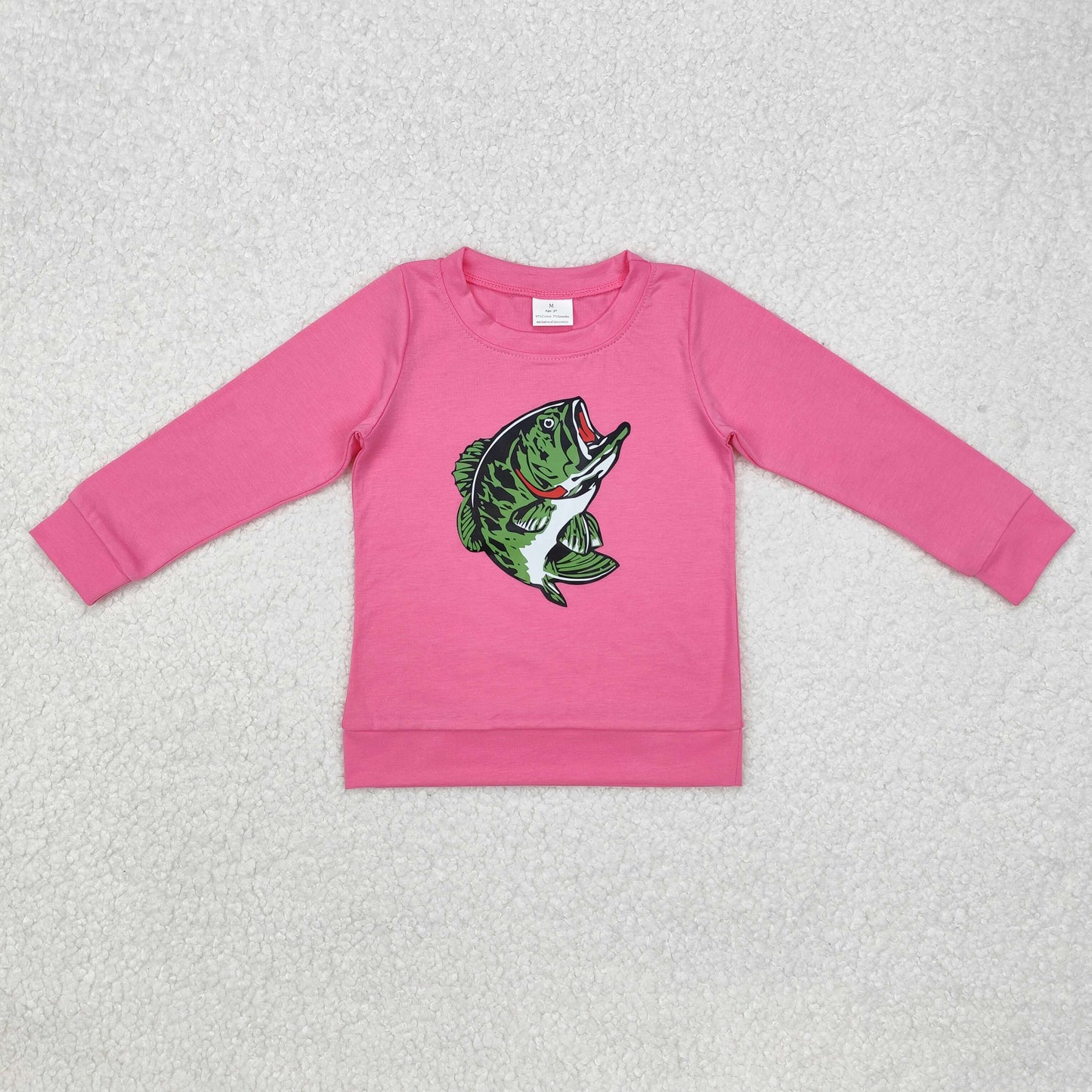 Baby Girl Long Sleeves Fishing Pink Tee Shirt Tops