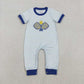 Sibling Baby Boys Kids Stripes Short Sleeves Embroidery Table Tennis Blue Romper Set RTS