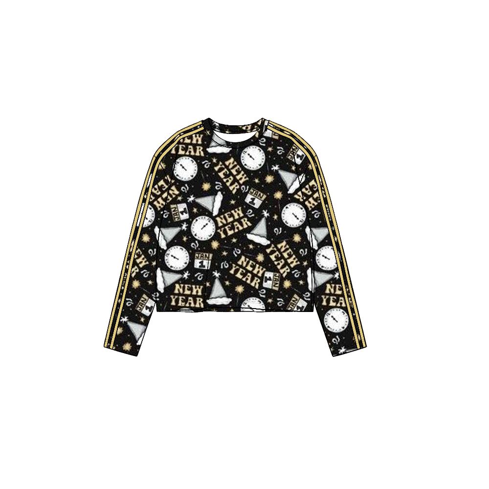 ( Moq 5 ) Preorder Baby Girls Toddler Long Sleeves Happy New Year Shirt Tops Yoga Active Clothes