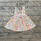 Baby Girl Short Sleeves Flower Bow Knee Length Yellow Dress RTS