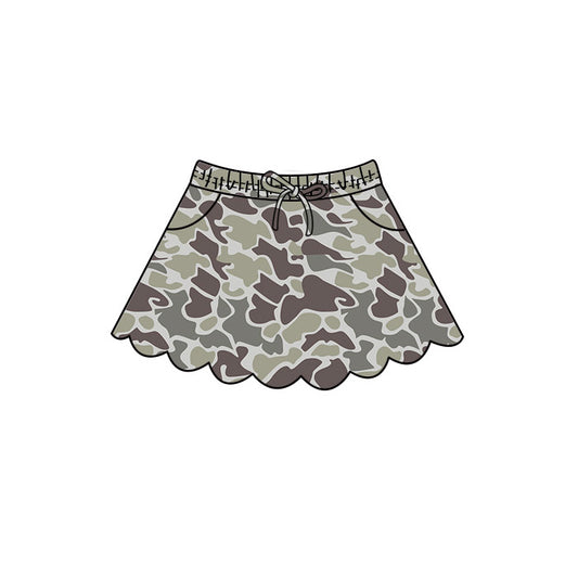 ( Moq 5 ) Preorder Baby Girls Kids Shorts Pockets Skirt Scallop Camo Clothes