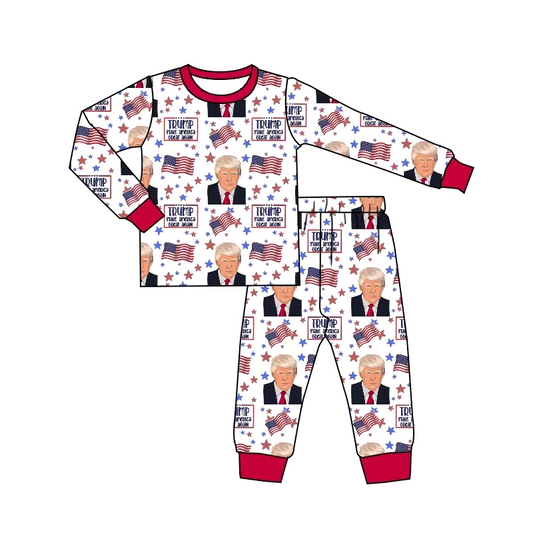 Baby Boy Long Sleeves Flag Shirt Pants Pajamas Clothes Set Moq 5