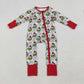Sibling Boys Kids Long Sleeves Green Faces Lights Christmas Zipper Romper Pajamas Set RTS