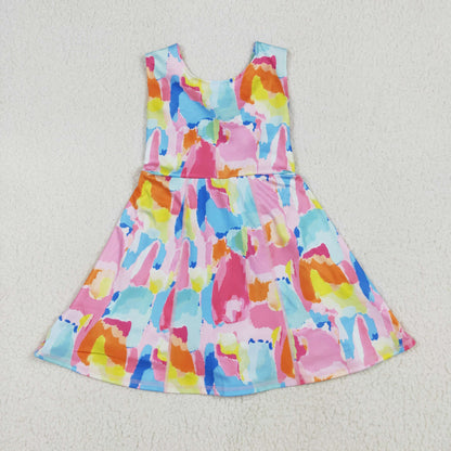 Sibling Baby Girls Toddler Tie Dye Knee Length Dresses Summer Clothes RTS
