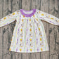 Baby Girl Long Sleeves Mardi Gras Purple Ruffle Knee Length Dress RTS