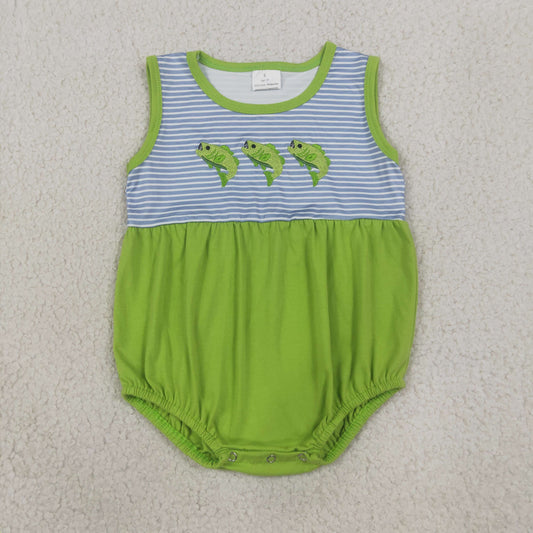 Sibling Baby Boys Kids Embroidery Fish Stripes Tops Shorts Set Romper Summer Clothes RTS