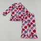 Girls Kids Hearts Buttons Shirt Pants Valentine's Day Pajamas Clothes Set RTS