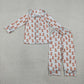 Baby Boys Kids Long Sleeves Dogs Buttons Pocket Shirt Blue Paid Pants Pajamas Set RTS