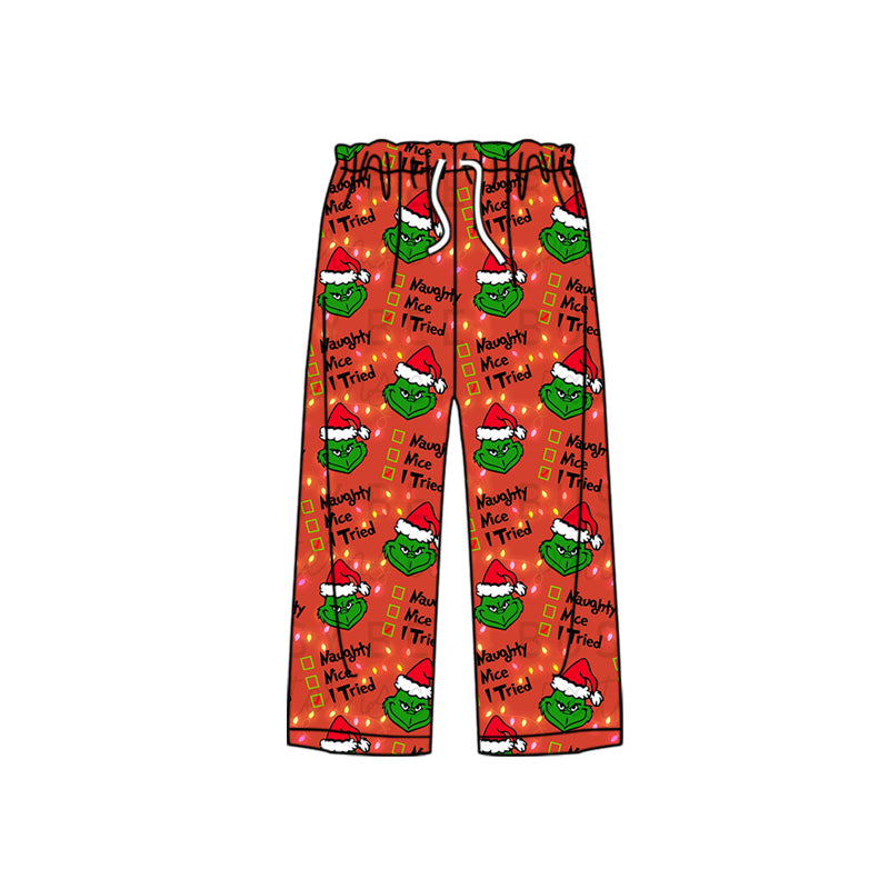 Moq 5 Adult Women Red Christmas Green Face Bottoms Pants Pajamas Preorder(moq 5)