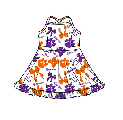 ( Moq 5 Each Style ) Baby Girls Toddler Orange Purple Bows Sibling Team Shorts Dresses Set Clothes