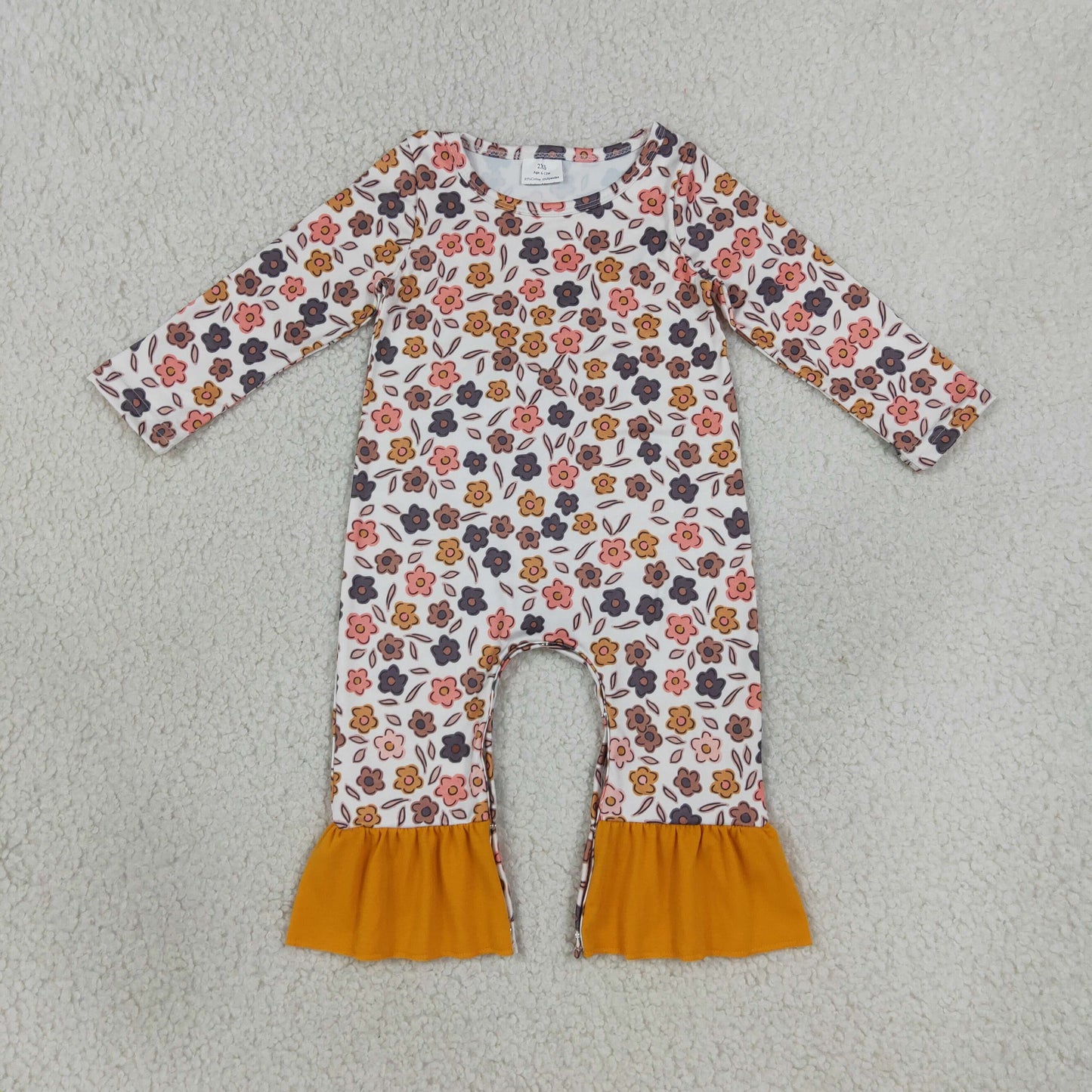 Baby Girls Infant Long Sleeves Flower Ruffle Romper RTS