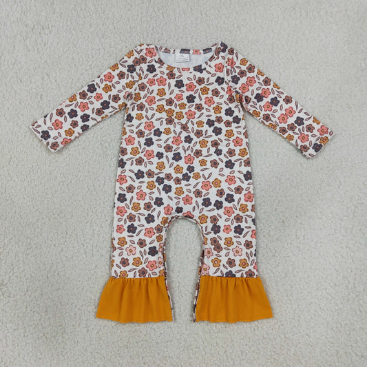Baby Girls Infant Long Sleeves Flower Ruffle Romper RTS