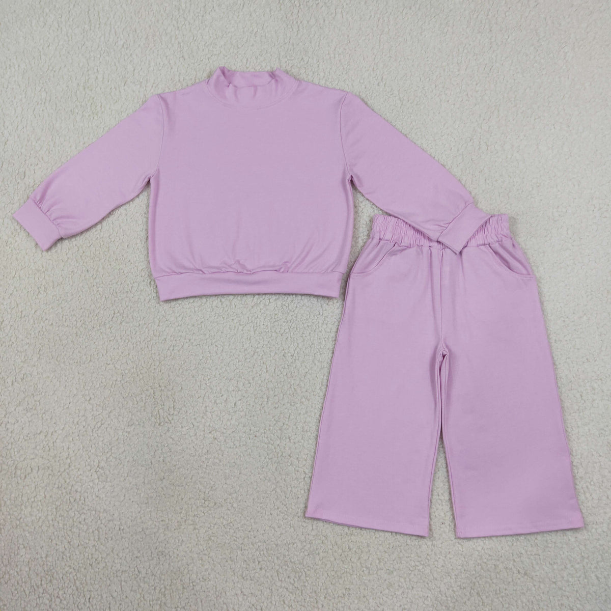 Baby Girl Kids Long Sleeves Purple Shirt Pockets Pants Set Pajamas Clothes RTS