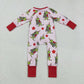 Baby Girl Long Sleeves Green Face Stars Christmas Ruffle Zipper Romper RTS
