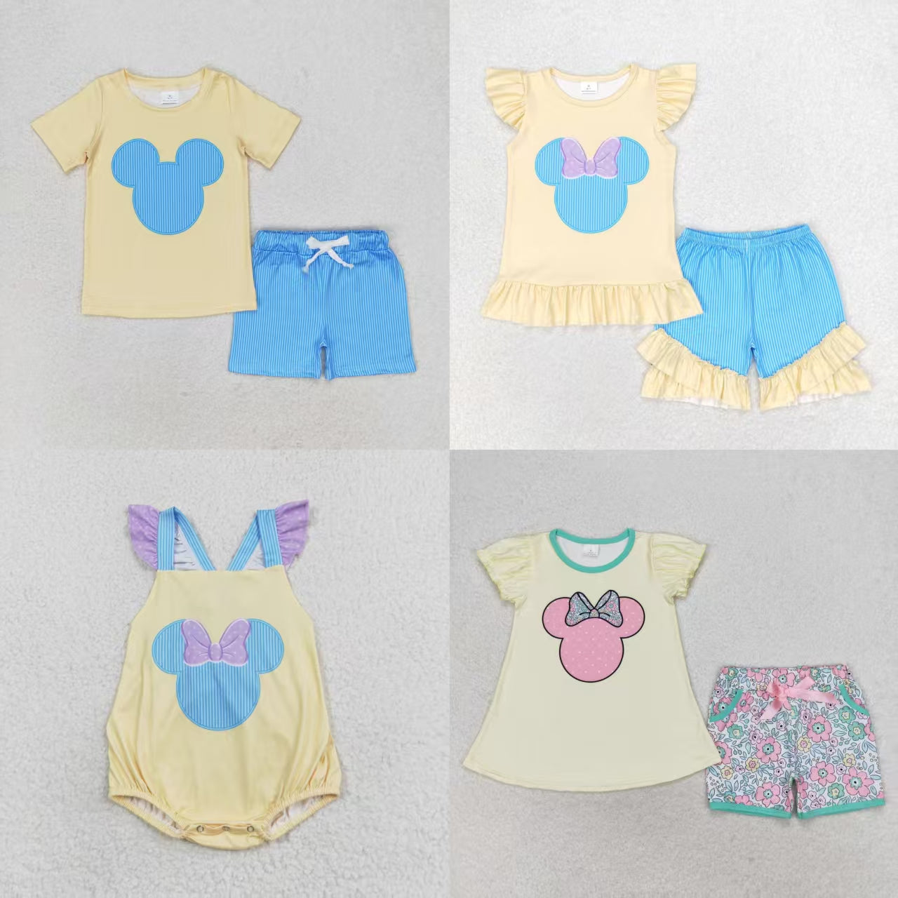 Baby Boy Girl Toddler Short Sleeves Shirt Shorts Set Sibling Cartoon Clothes RTS