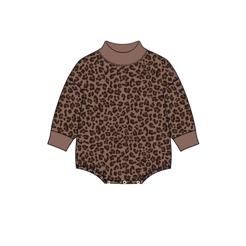 ( Moq 5 ) Preorder Baby Kids Infant Long Sleeves Leopard Bubble Romper Clothes