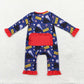 Baby Girl Long Sleeves Christmas Train Zipper Bamboo Romper