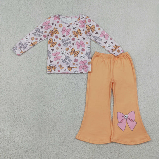 Baby Girls Kids Long Sleeves Bows Shirt Bell Pants Halloween Set Clothes RTS