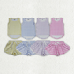 Sibling Baby Girls Kids Sleeveless Plaid Tops Shorts Sets Yoga Active Summer Clothes RTS