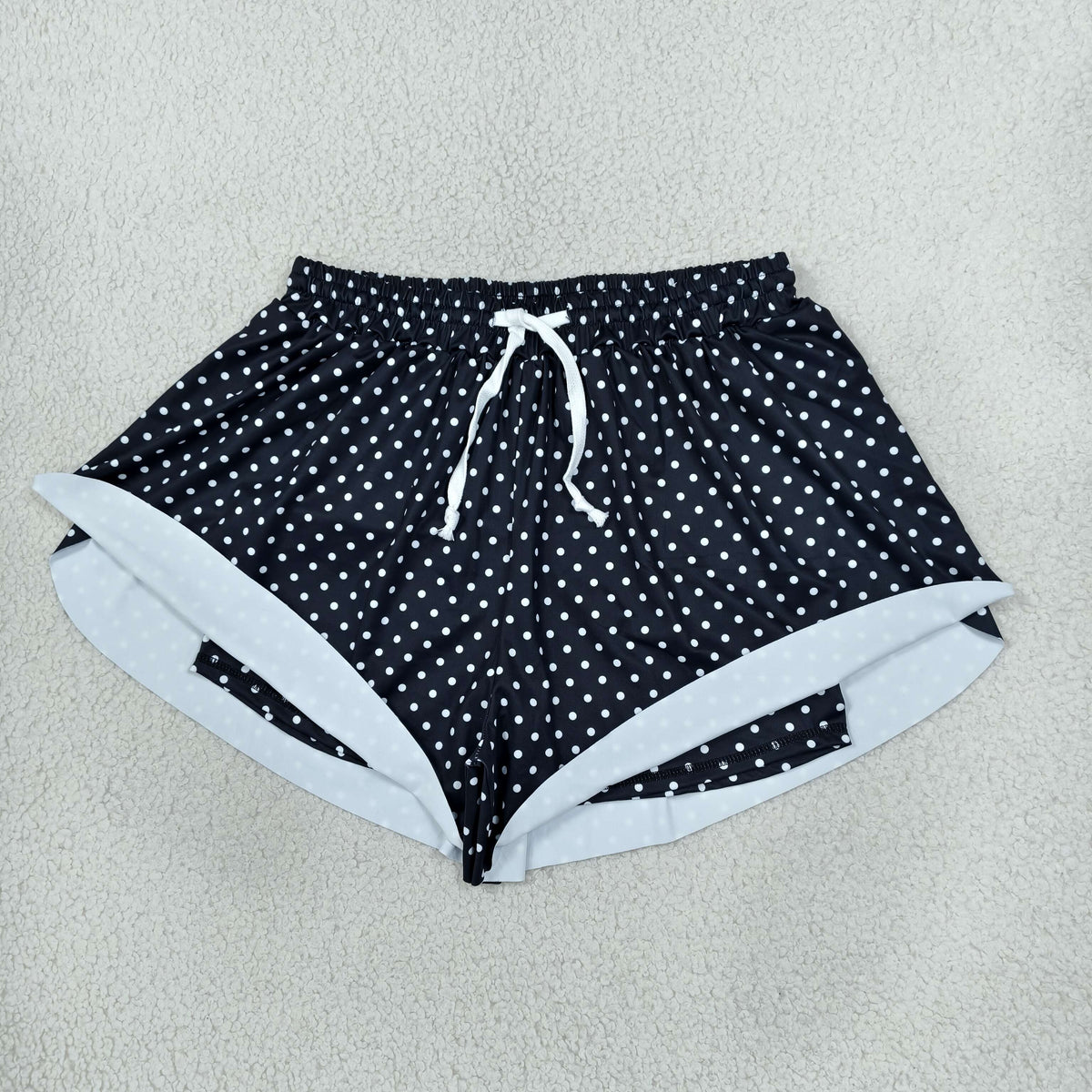 Adult Women Dots Black Yoga Active Ruffle Shorts Bottom Clothes RTS
