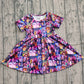 Baby Girls Kids Short Sleeves Music Character Knee Length Dress RTS
