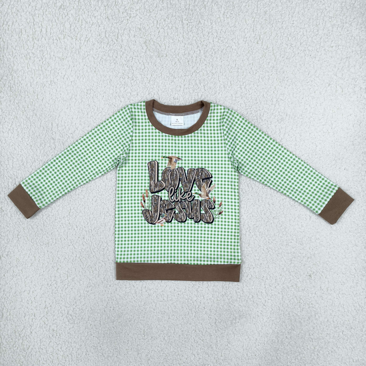 Sibling Baby Kids Toddler Long Sleeves Baby Girl Jesus Green Plaid Bubble Romper Shirt Christmas Clothes RTS