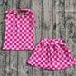 Baby Girl Sleeveless Pink Checked Tops Pockets Shorts Skirt Skort Set RTS