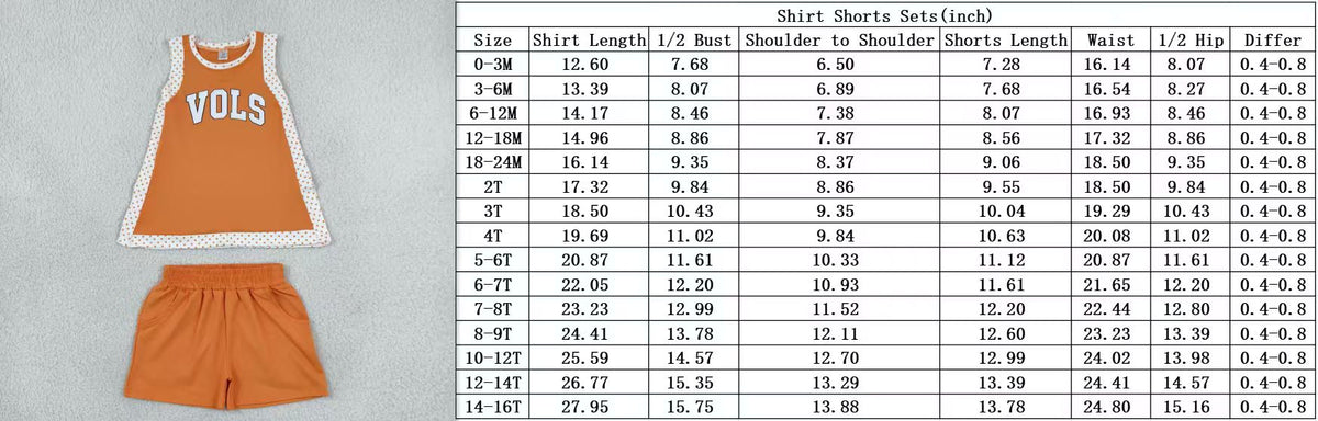 Baby Girls Kids Sleeveless Orange Tops Shorts Team Set Yoga Active Clothes RTS