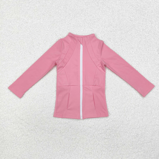 Baby Girl Pink Pocket Yoga Sports Zipper Jacket Tops