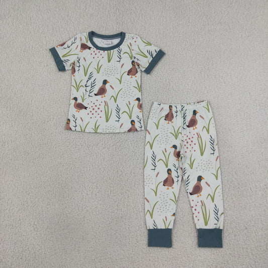 Sibling Baby Boys Kids Short Sleeves Ducks Zipper Romper Set Pajamas Clothes RTS