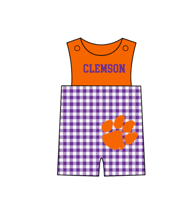 ( Moq 5 Each Style ) Baby Boys Girls Kids Purple Plaid Team Sibling Rompers Dress Sets