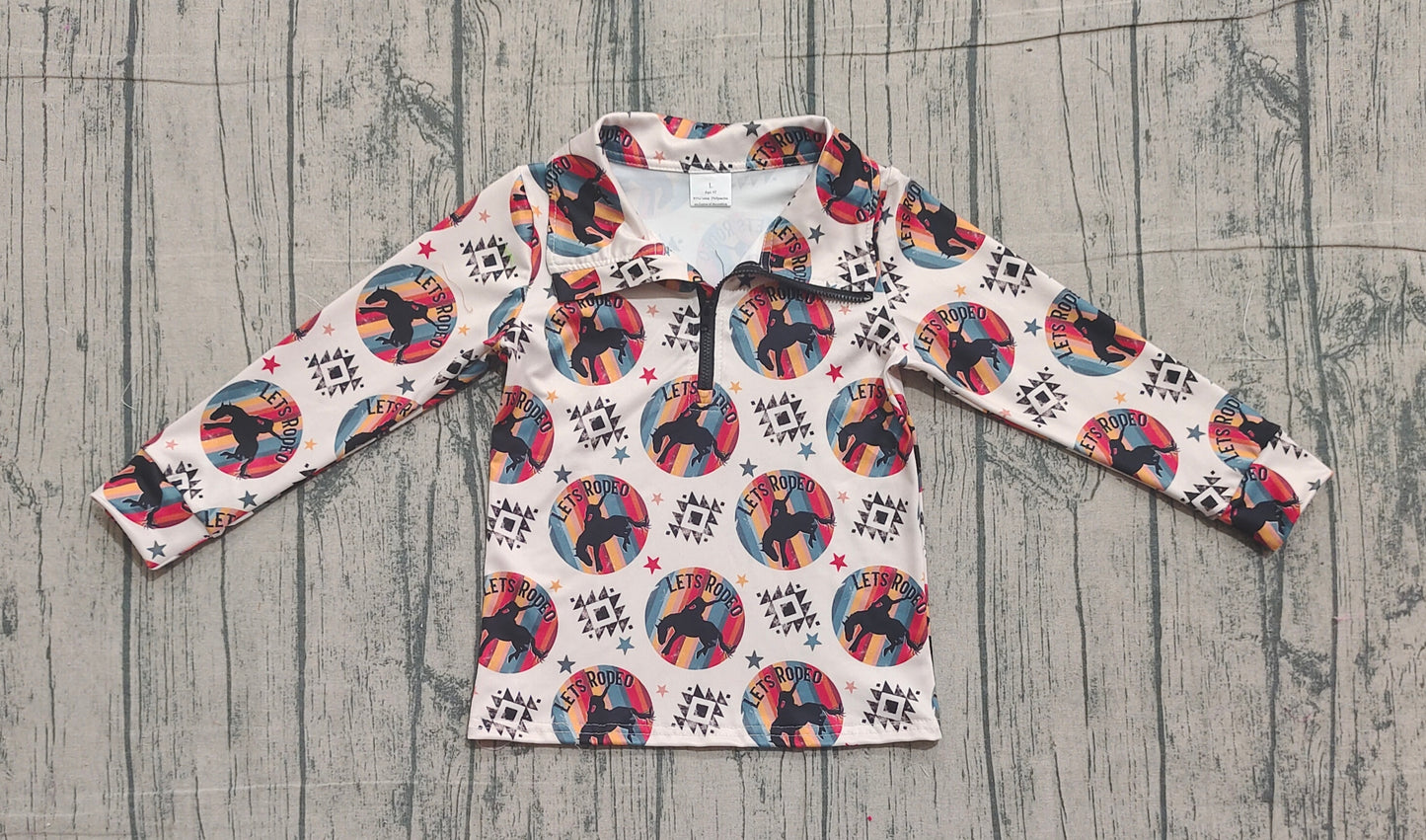 Baby Boys Long Sleeves Rodeo Aztec Zipper Western Pullover Shirt RTS