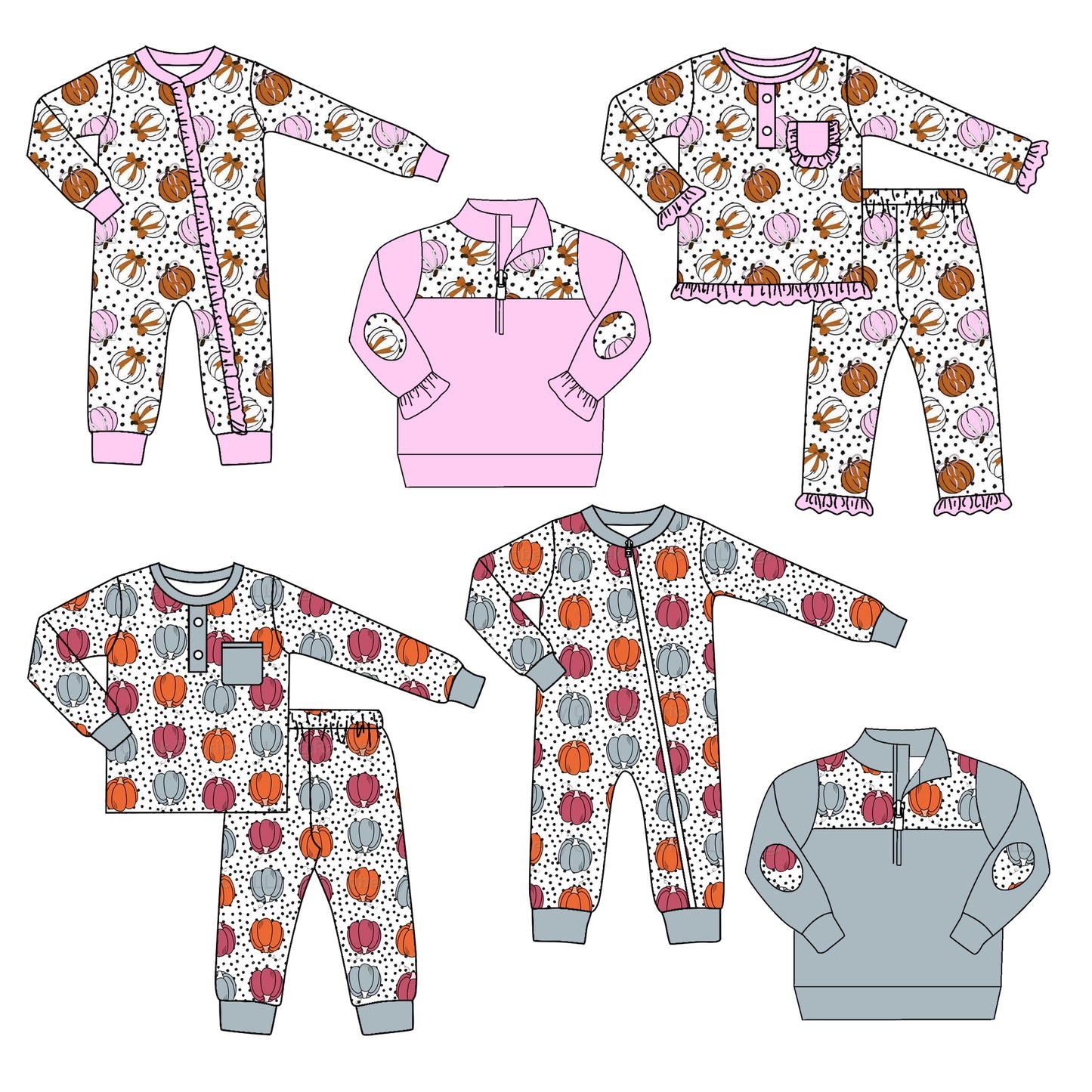 ( Moq 5 Each Style ) Baby Boys Girls Kids Long Sleeves Pumpkins Sibling Fall Shirts Rompers Sets Clothes