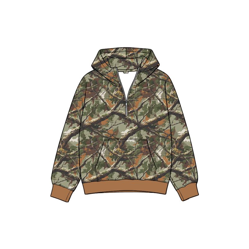 ( Moq 5 ) Preorder Baby Boys Kids Leaves Pocket Zipper Hoodie Pullover Shirt Tops Camo Clothes