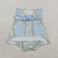 Baby Girls Infant Floral Blue Pockets Bummie Ruffle Romper RTS
