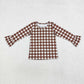 Baby Girl Long Sleeves Brown Checkered Shirt Tops