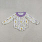 Baby Girl Infant Long Sleeves Mardi Gras Purple Bubble Romper
