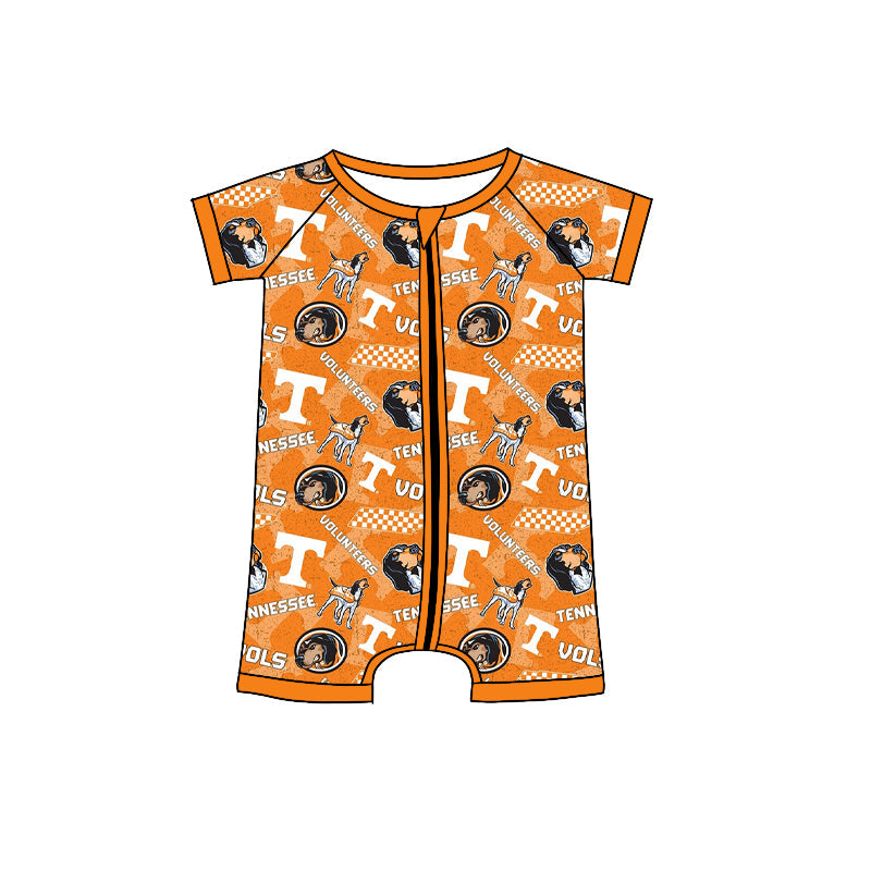 Baby Boys Short Sleeves Team Dogs Zipper Romper