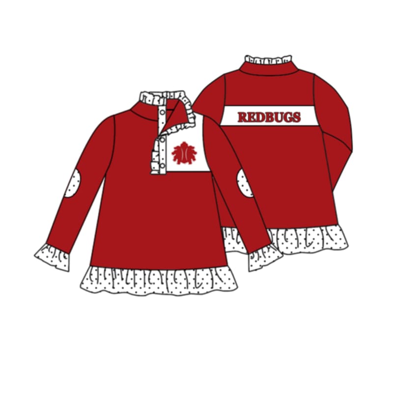 Baby Girl Long Sleeves Team Red Pullover Shirt Tops