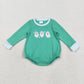 Baby Girl Green Long Sleeves Embroidery Santa Christmas Ruffle Bubble Romper RTS