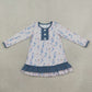 Baby Girls Kids Long Sleeves Christmas Soldier Blue Ruffle Dress RTS