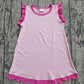 Baby Girls Kids Sleeveless Scallop Knee Length Dress Pink Clothes RTS