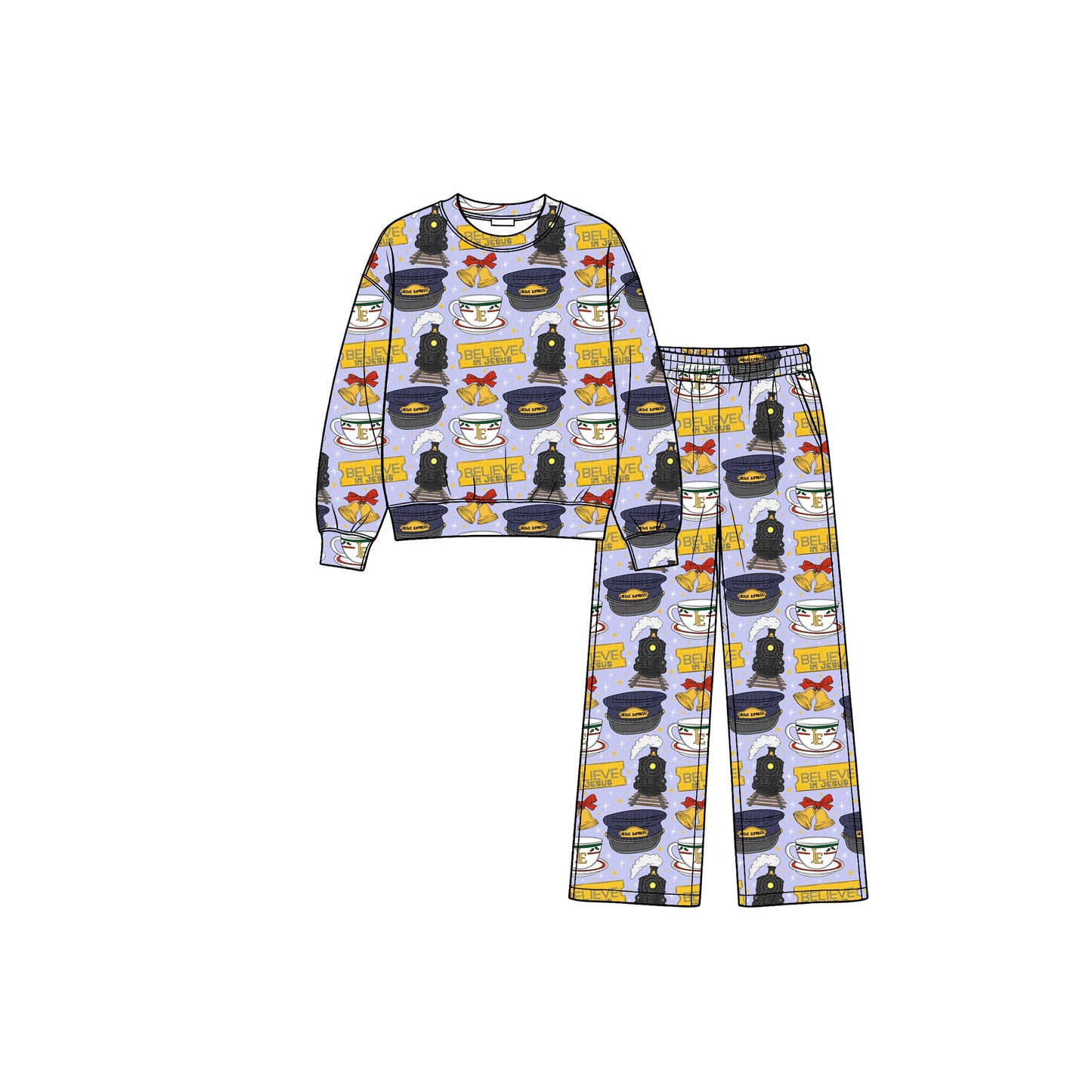 ( Moq 5 ) Preorder Baby Girls Kids Long Sleeves Cups Bows Shirt Pockets Pants Christmas Set Clothes