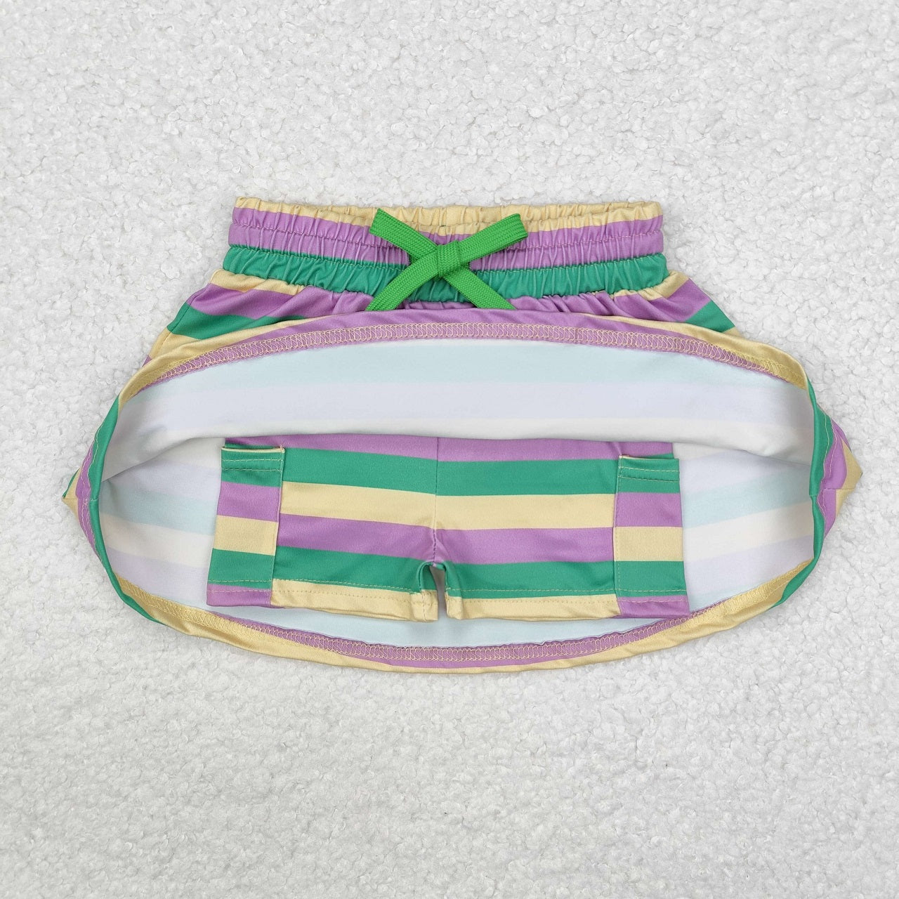 Baby Girl Short Sleeves Mardi Gras White Shirt Stripes Skirt Shorts Clothes Set