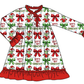 ( Moq 5 Each Style ) Baby Girl Toddler Green Face Bows Christmas Sibling Romper Dress Set